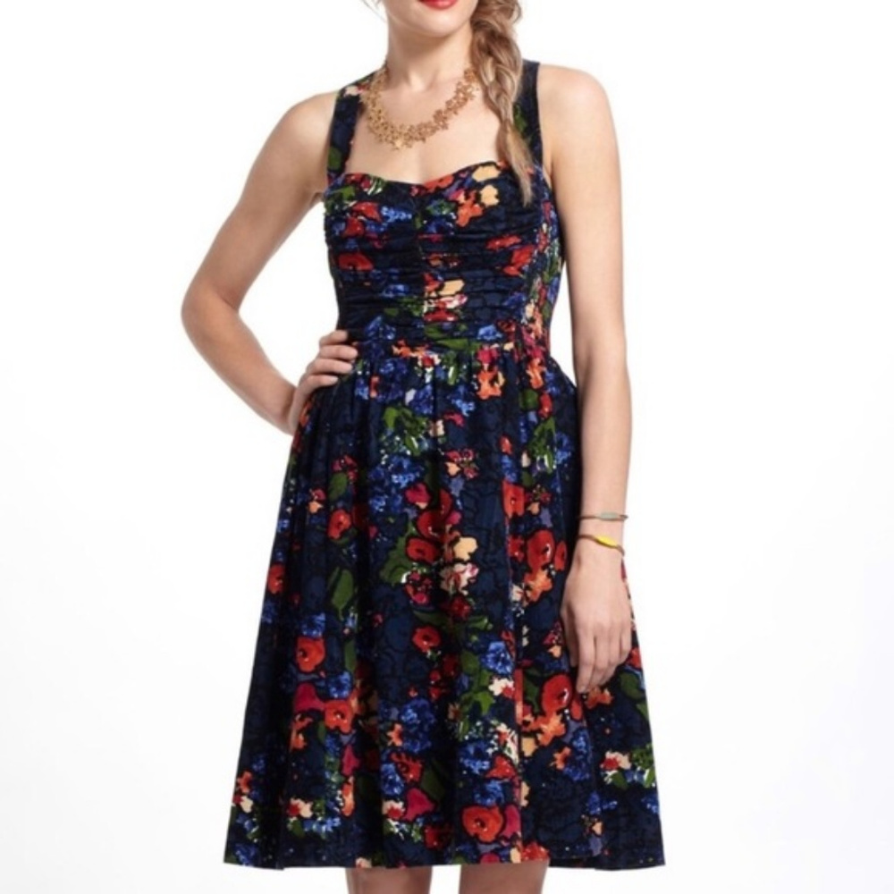 HD in PARIS Floral Print Corduroy Paca Dress